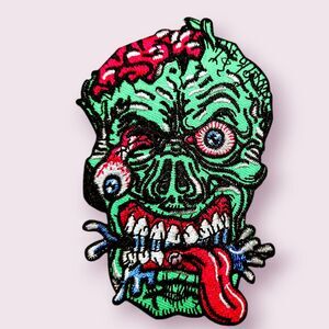 Iron On Patch-Crafts Material -Retro Monster Skull Brain Zombie Eyeball Tongue‎